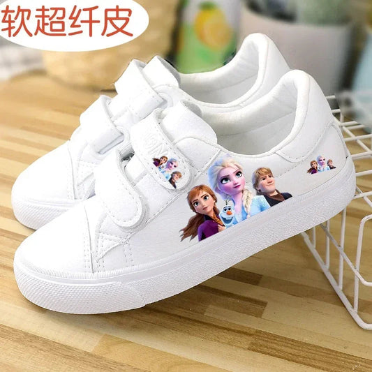 Disney Children's Canvas Shoes frozen elsa Low top Girls sport  Shoes PU Autumn Breathable Non slip Casual Shoes SHOWLU FASHION STORE
