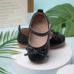2024 Casual Princess Kids PU Leather Girls Shoes Black Bowknot Decor Mary Jane Non-slip Rubber Sole Girls Children's Shoes Flats SHOWLU FASHION STORE