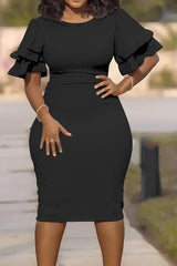 Chamliforve 2023 Dresses for Women Autumn Elegant Short Sleeve O-neck Plus Size Party Evening Bodycon Dress SHOWLU FASHION STORE