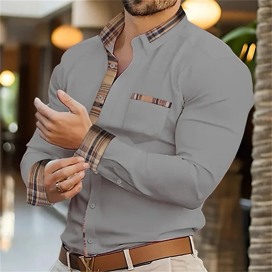 Men's business lapel shirt office casual outdoor street shirt soft and comfortable men's high-quality top large size XS-6XL SHOWLU FASHION STORE