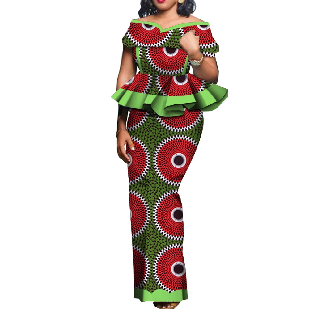 Party African Dress Women Skirt Sets Traditional  2 Pieces Suits Custom Made Dashiki Tops and Skirts Plus Size Clothing WY5104 SHOWLU FASHION STORE
