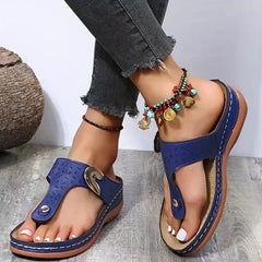 2023 Summer Women Wedge Sandals Premium Orthopedic Open Toe Sandals Vintage Anti-slip Leather Casual Female Platform Retro Shoes SHOWLU FASHION STORE