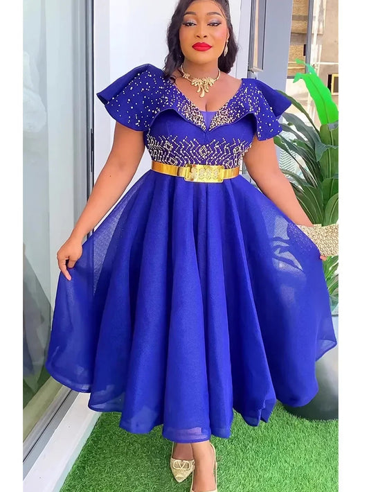 Plus Size African Wedding Party Dresses for Women 2024 New Dashiki Ankara Evening Gown Elegant Turkey Outfit Robe Africa Clothes SHOWLU FASHION STORE