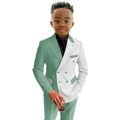 Boys Suit Fashion Wedding Tuxedo 2-piece Set Pointed Collar Jacket Double Breasted Blazer Pants for Party SHOWLU FASHION STORE