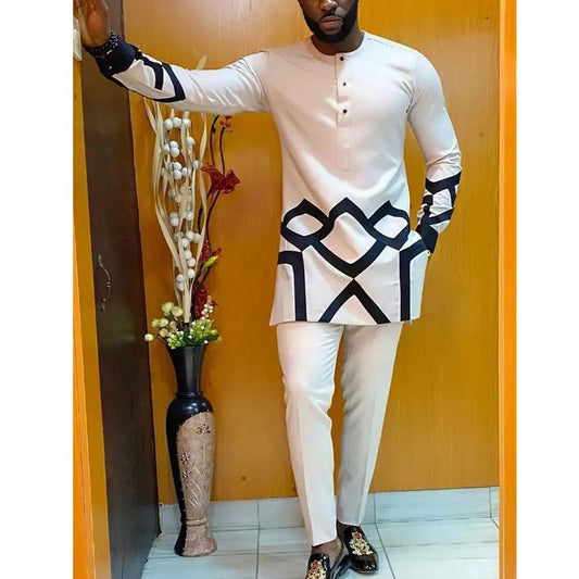 2025 new traditional men's suit luxury gentleman's shirt suit casual travel banquet men's two-piece set fashionable men's suit SHOWLU FASHION STORE