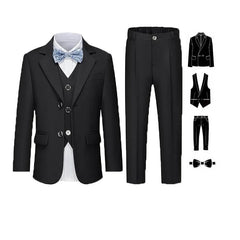 4 Pieces Pink Jacket Vest Pants Bowtie Children Skinny Dress Gentleman Kids Photograph Suit Boys Graduation Performance Costume SHOWLU FASHION STORE