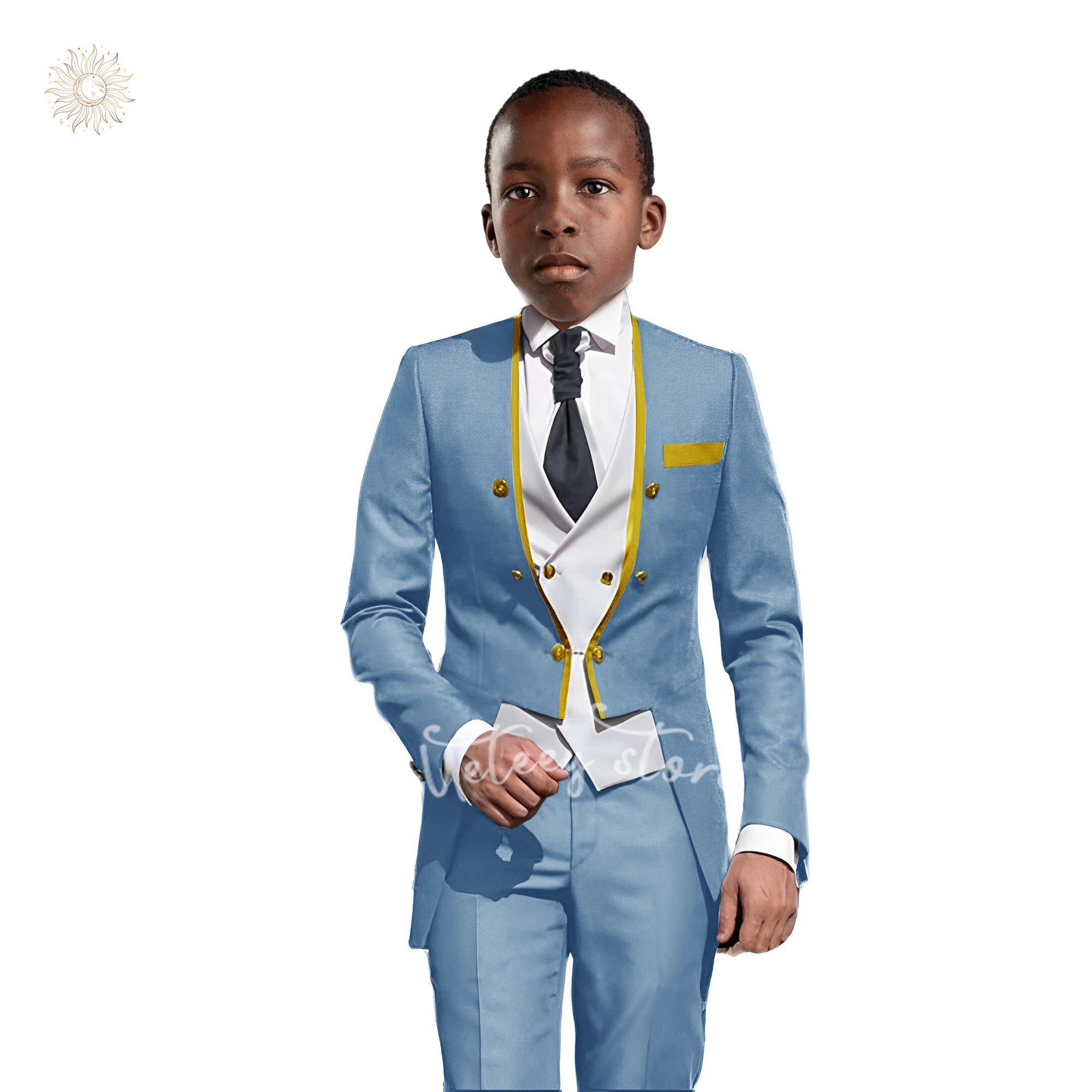 Boys Tuxedo Suit Slim Fit 3 Pieces Kids Formal Suit Blazer Pants Vest Set fit 3-16 Years SHOWLU FASHION STORE