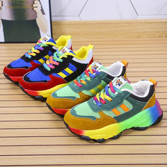 Women Sport Shoes Fashion Platform Sneakers Ladies Spring Winter Flats Running Shoes Woman Colour Lace Up Shoes Zapatos De Mujer SHOWLU FASHION STORE