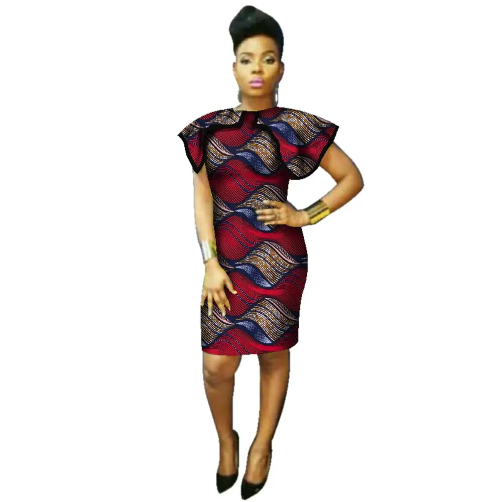 BintaRealWax African Dresses For Women Shawl Collar Print Fabric Clothes Dashiki Plus Size Africa Style Clothing WY2262 SHOWLU FASHION STORE