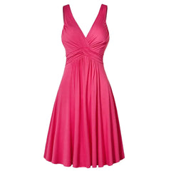 Plus Size Sling Pleated Slim Flare Skirt Dresses Women V-neck Cocktail Party Dress Gown Retro Vestidos de fiesta Female Sundress SHOWLU FASHION STORE