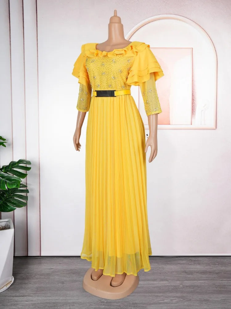 Party Evening Dresses For Women Long Sleeve Robe African Dashiki Crystal Outfits Wedding Birthday Prom Gown Dubai Turkey Kaftans SHOWLU FASHION STORE