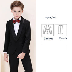 Children's Red Formal Suit Set Boy's Wedding Birthday Host Performance Photography Costume Kids Blazer Pants Outfit SHOWLU FASHION STORE