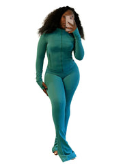 Fall 2024 Women Clothes Two Piece Flared Pants Tracksuits Set Casual Gym Active Wear 2 Piece Set Lounge Womens Matching Sets SHOWLU FASHION STORE