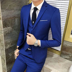 Suit Vest Pants 3 Pcs Set / 2023 Fashion New Men's Casual Boutique Business Solid Color Wedding Groom Suits Trousers Waistcoat SHOWLU FASHION STORE