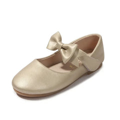 3-12 Christmas Party Dress Girls Gold Shoes with Bow Princess Dresses Barbie Shoes for Girls White Wedding Ceremony Girls' Shoes SHOWLU FASHION STORE