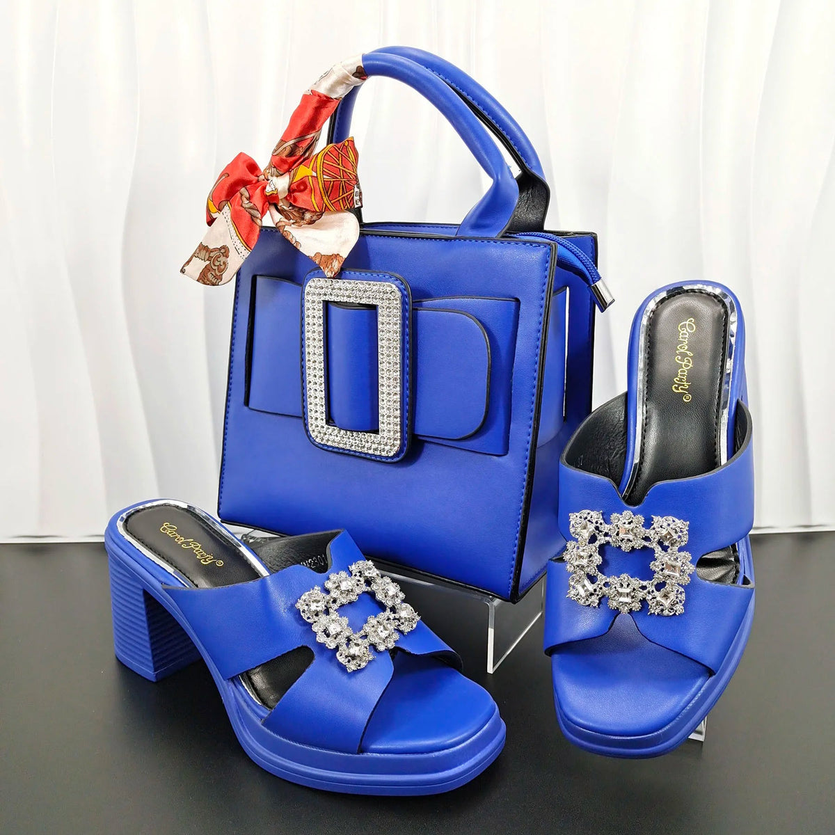QSGFC Woman Summer Comfortable Streamline Square Toe Sandals Noble Ladies HIgh Heels Shoes and Bag for Wedding Dress SHOWLU FASHION STORE