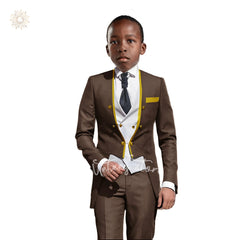 Boys Tuxedo Suit Slim Fit 3 Pieces Kids Formal Suit Blazer Pants Vest Set fit 3-16 Years SHOWLU FASHION STORE