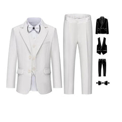 4 Pieces Pink Jacket Vest Pants Bowtie Children Skinny Dress Gentleman Kids Photograph Suit Boys Graduation Performance Costume SHOWLU FASHION STORE