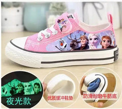 Disney Children's Canvas Shoes frozen elsa Low top Girls sport  Shoes PU Autumn Breathable Non slip Casual Shoes SHOWLU FASHION STORE