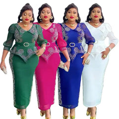 Plus Size African Party Dresses for Women 2025 New Fashion Dashiki Ankara Wedding Evening Gown Elegant Turkey Muslim Maxi Dress SHOWLU FASHION STORE