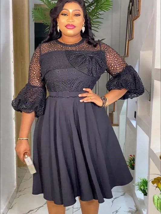 Plus Size African Party Dresses for Women 2025 New Fashion Dashiki Ankara Lace Wedding Gowns Elegant Turkey Muslim Maxi Dress SHOWLU FASHION STORE
