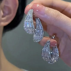 Luxury Earrings Shiny Zircon Fashion Personality Party Charm Jewelry Wheat Leaf Earring for Women Girls Valentine's Day Gift SHOWLU FASHION STORE