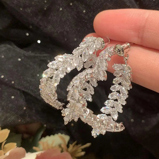 Luxury Wheat Earrings Shiny Zircon Fashion Personality Party Charm Jewelry Wheat Leaf Earring for Women Girls Korean Style SHOWLU FASHION STORE