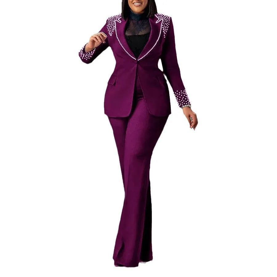 2 Piece Women Sets Plus Size Dashiki African New Arrival Matching Two Pieces Sets Blazer Coat Top Pants Suits Outfits Clothing SHOWLU FASHION STORE