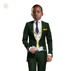 Boys Tuxedo Suit Slim Fit 3 Pieces Kids Formal Suit Blazer Pants Vest Set fit 3-16 Years SHOWLU FASHION STORE