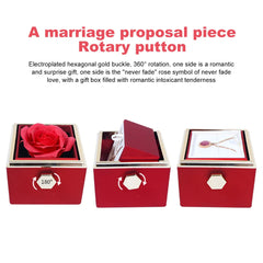 Rotating Forever Rose Jewelry Box Preserved Flowers Proposal Ring Case Gift for Mom Wife Girlfriend Grandma SHOWLU FASHION STORE