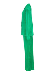 QFAF Fashion Pleated Women's Set Long Sleeve Oversized Shirt and Wide Leg Pants 2023 Elegant Tracksuit Two 2 Piece Set Outfits SHOWLU FASHION STORE