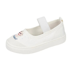 Disney Girls' Indoor Shoes Canvas Shoes Children's Shoes Soft Sole Non Slip Princess Elsa Little White Shoes Size 24-35 SHOWLU FASHION STORE