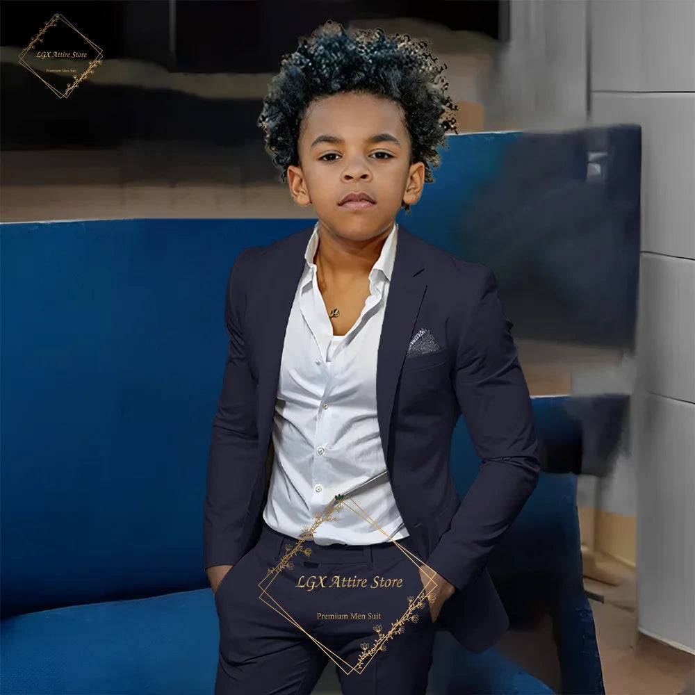 Kids' Orange Single-Breasted Suit (Jacket + Trousers) – Stylish Slim Fit, Perfect for Weddings & Cocktail Parties SHOWLU FASHION STORE