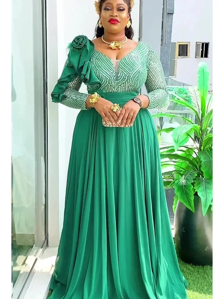 Sequin Elegant African Dresses for Women 2025 New Africa Clothing Plus Size Wedding Party Long Dress Dashiki Ankara Outfits Robe SHOWLU FASHION STORE