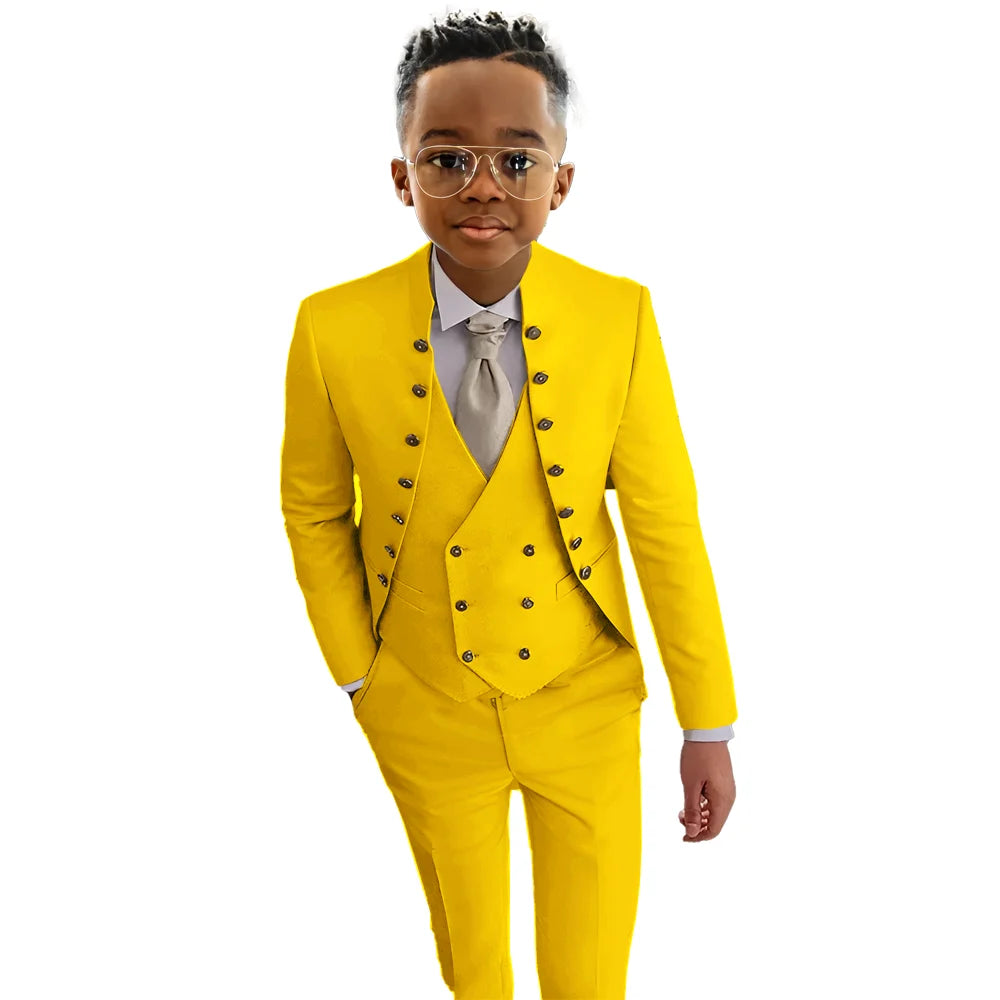 Boys Suit Fashion Design 3-piece Wedding Tuxedo Kids Custom Jacket Pants Vest Complete Suit Available for 2-18 years old SHOWLU FASHION STORE