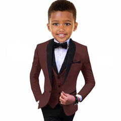 Luxury Boys Suit 3 Piece Spliced Lapel Wedding Tuxedo Formal Jacket Vest Pants Kids Slim Fit Set Fashion Complete Outfit SHOWLU FASHION STORE