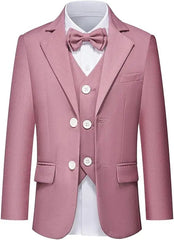 4 Pieces Pink Jacket Vest Pants Bowtie Children Skinny Dress Gentleman Kids Photograph Suit Boys Graduation Performance Costume SHOWLU FASHION STORE