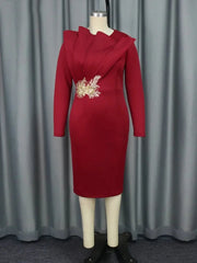 Elegant Church Dresses for Women Party Bodycon Long Sleeves with Lace Appliques Sheath Classy Occasion African Wedding Guest New SHOWLU FASHION STORE