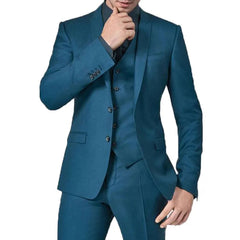 Suit Vest Pants 3 Pcs Set / 2023 Fashion New Men's Casual Boutique Business Solid Color Wedding Groom Suits Trousers Waistcoat SHOWLU FASHION STORE