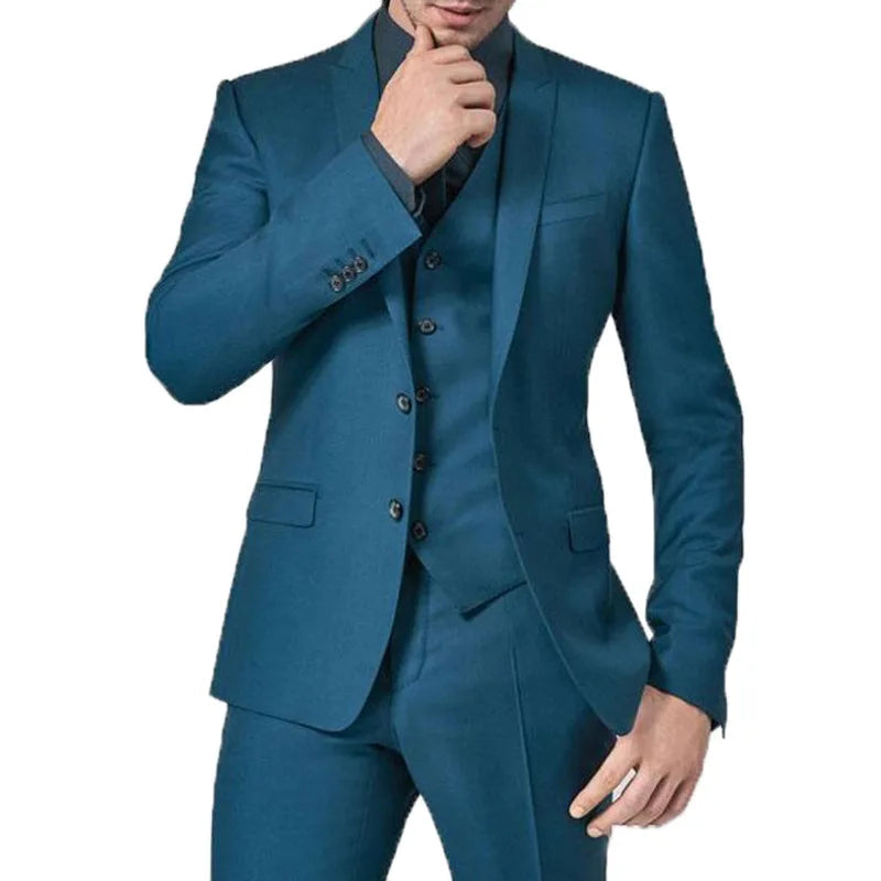 Suit Vest Pants 3 Pcs Set / 2023 Fashion New Men's Casual Boutique Business Solid Color Wedding Groom Suits Trousers Waistcoat SHOWLU FASHION STORE