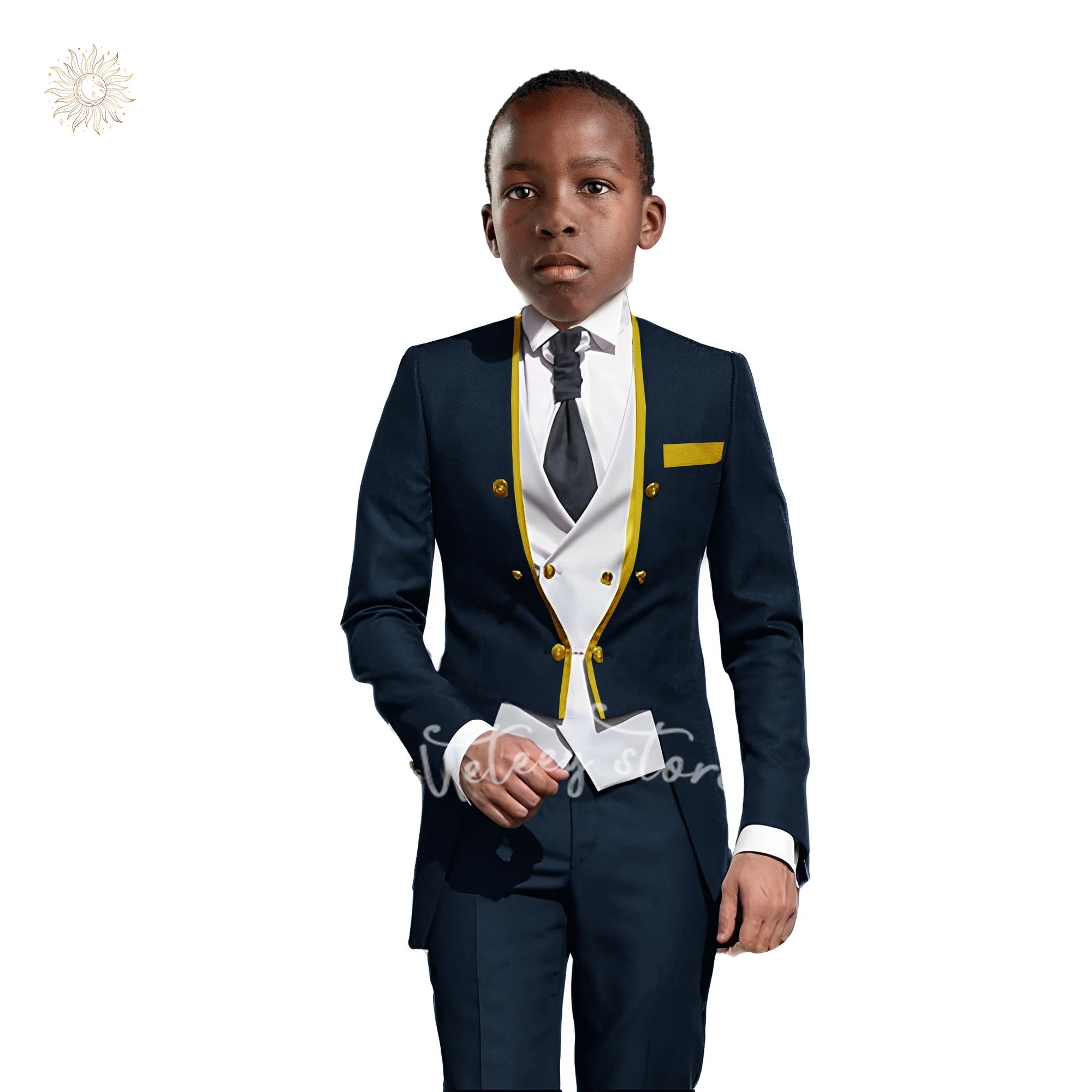 Boys Tuxedo Suit Slim Fit 3 Pieces Kids Formal Suit Blazer Pants Vest Set fit 3-16 Years SHOWLU FASHION STORE
