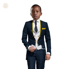 Boys Tuxedo Suit Slim Fit 3 Pieces Kids Formal Suit Blazer Pants Vest Set fit 3-16 Years SHOWLU FASHION STORE