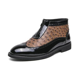 Fashion Leather Boots Ankle Boots Pointed Toe Low Heels Men Casual Platform Chelsea Boots Men's Business Boots and Wedding Shoes SHOWLU FASHION STORE