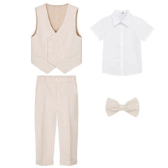 JUCPKID Children's Vest 3/4pcs Suit Formla Elegant Kids Boys Wedding Suit Kids Waistcoat Pants Bowtie Boys Suits Outfits Set SHOWLU FASHION STORE