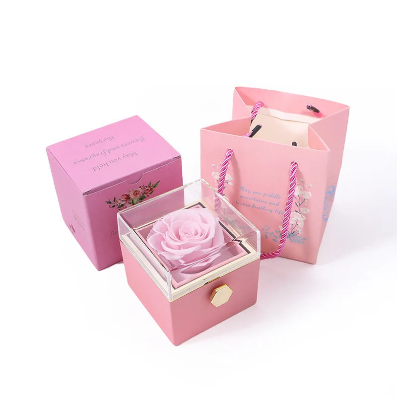 Luxury Rose Flip Gift Box Necklace Earrings Ring Decoration Box For Girlfriend Mother Lover 2025 Christmas Valentine's Day Gifts SHOWLU FASHION STORE