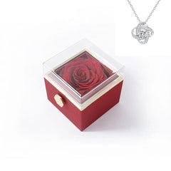 Rotating Rose Gift Box Acrylic Ring Necklace Preserved Flower Jewelry Box For Girlfriend Mother Valentine's Day Christmas Gifts SHOWLU FASHION STORE