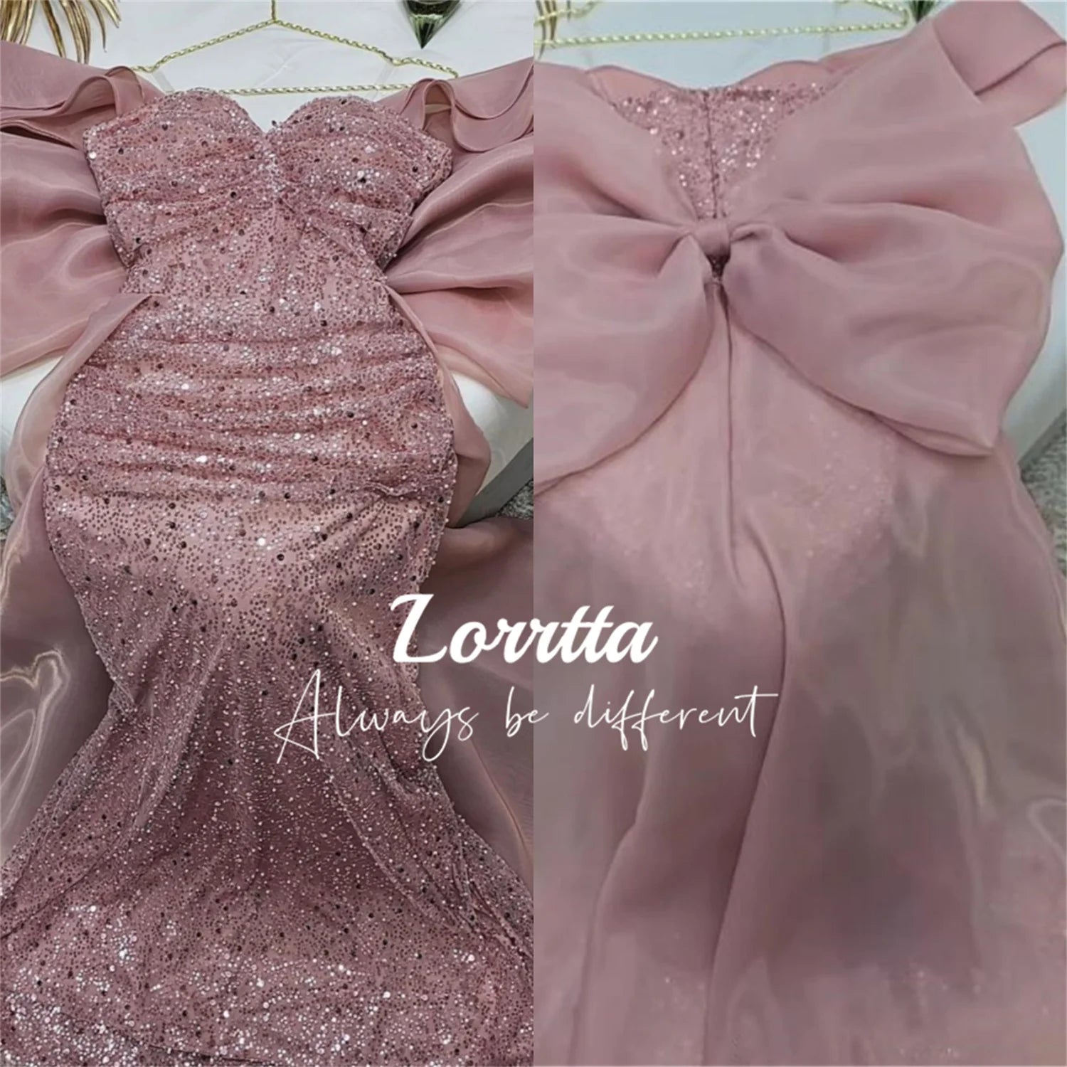 Lorrtta Ball Gown Elegant Sequin Strapless Bow Mermaid Party Dress Floor Length Sleeveless Formal Evening Gown Luxury Women Gala SHOWLU FASHION STORE