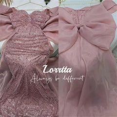 Lorrtta Ball Gown Elegant Sequin Strapless Bow Mermaid Party Dress Floor Length Sleeveless Formal Evening Gown Luxury Women Gala SHOWLU FASHION STORE