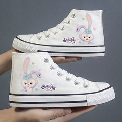 Disney Frozen Elsa Canvas Shoes 2025 New Kids White Shoes Cartoon Snow White Casual Sneakers Kuromi Tennis Shoes Size 26-37 SHOWLU FASHION STORE