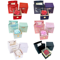 Rotating Forever Rose Jewelry Box Preserved Flowers Proposal Ring Case Gift for Mom Wife Girlfriend Grandma SHOWLU FASHION STORE